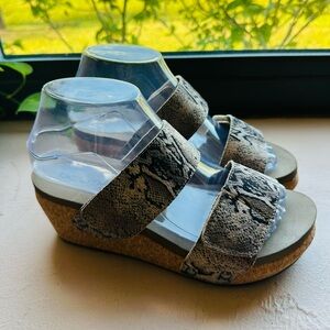 Boutique by Corkys Voodoo Snake Tan Wedge Sandals Size 7